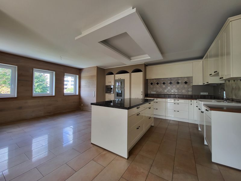 Lichtdurchflutete Wohnung mit Kamin, Designküche & überdachtem Balkon
